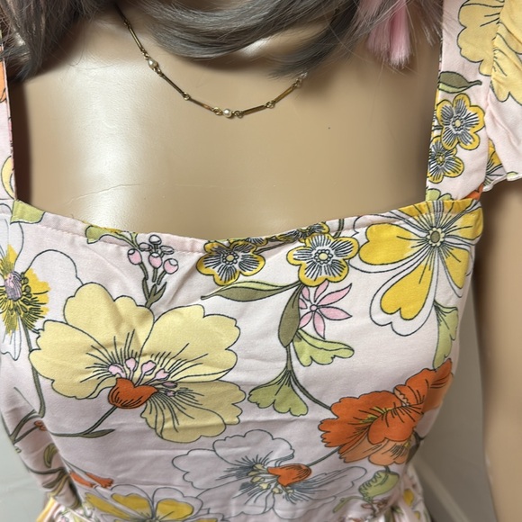 Lottie & Holly Floral Midi Dress with Ruffle Sleeves - Picture 6 of 15